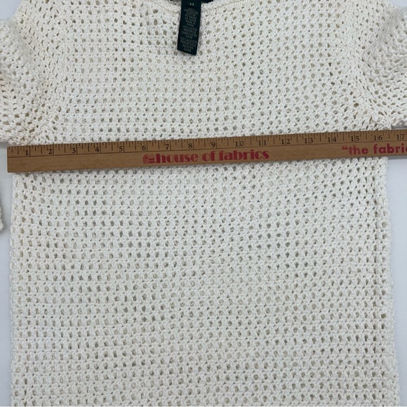 Lauren Ralph Lauren Cream Crochet Tunic Sweater M Hand Knit 100% Cotton Boho - Picture 5 of 11